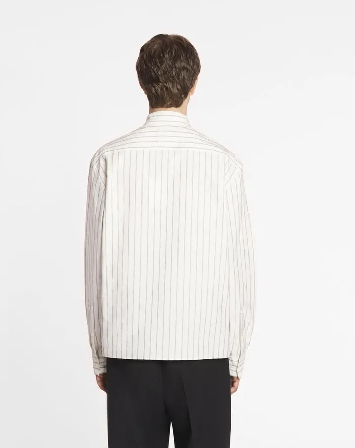 Men Lanvin Shirts Straight Striped Shirt Whitemahogany Men Lanvin Shirts Straight Striped Shirt Whitemahogany