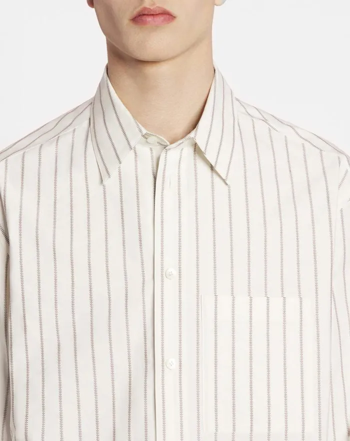 Men Lanvin Shirts Straight Striped Shirt Whitemahogany Men Lanvin Shirts Straight Striped Shirt Whitemahogany