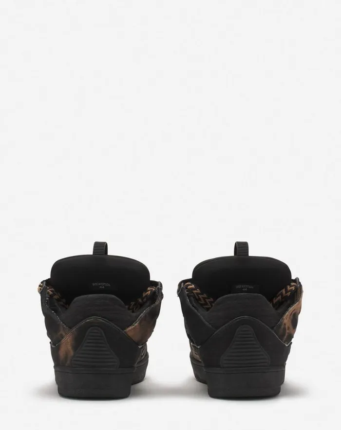 Men Lanvin Sneakers Curb Washed Denim Sneakers Blackbeige Men Lanvin Sneakers Curb Washed Denim Sneakers Blackbeige