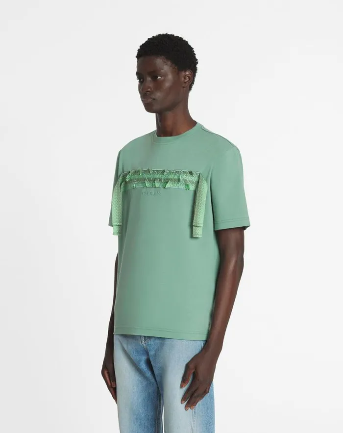 Men Lanvin Tshirts and Polos Lanvin Curb Lace Tshirt Vert De Gris Men Lanvin Tshirts and Polos Lanvin Curb Lace Tshirt Vert De Gris