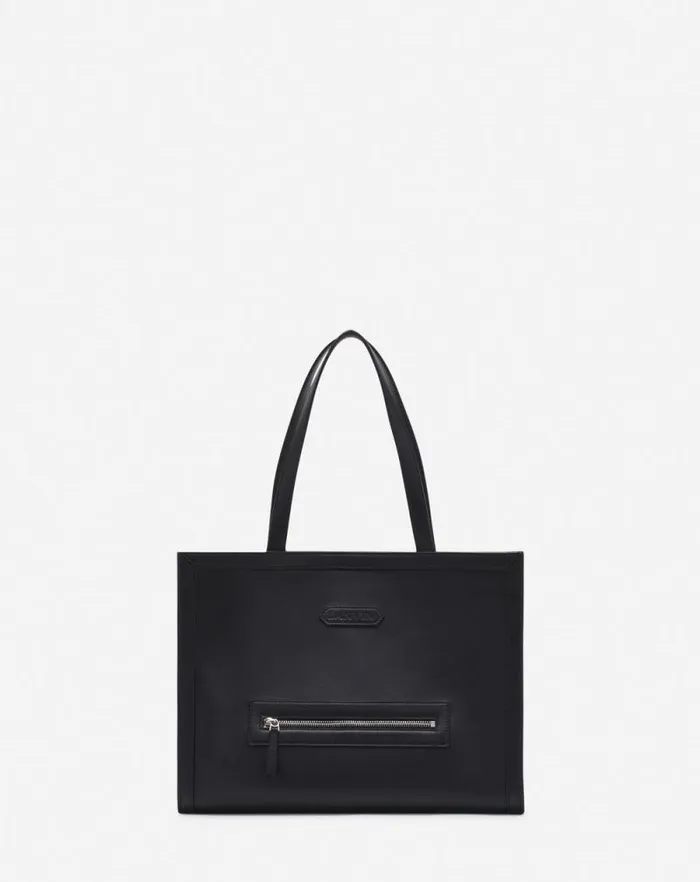 Men Lanvin Tote Bags Tenor Leather Tote Bag Black