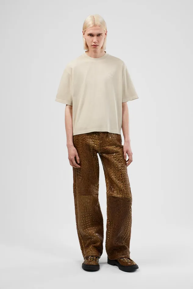 Men Leather Pants Brown Leather Trousers Camper TrousersandShorts