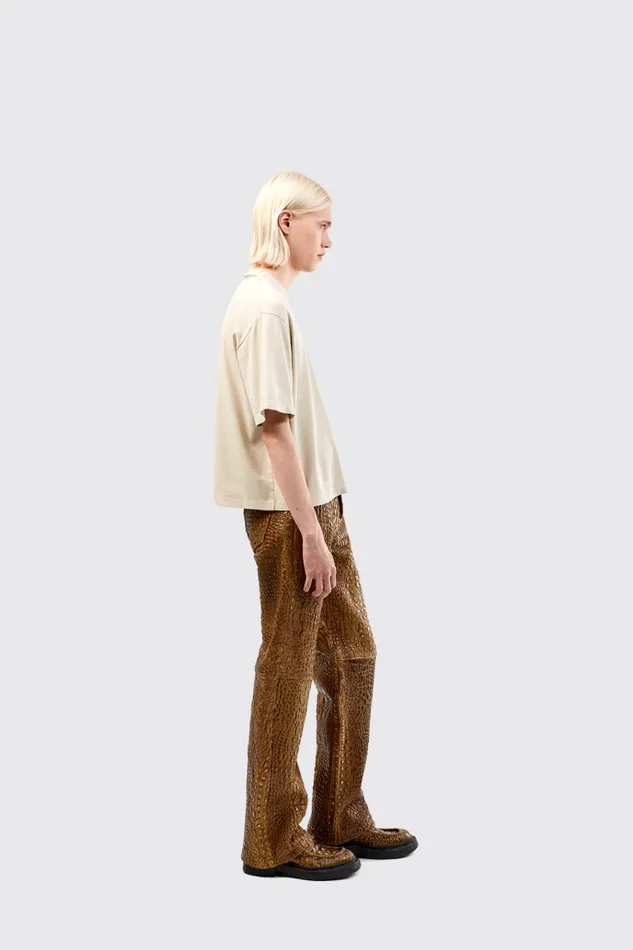 Men Leather Pants Brown Leather Trousers Camper TrousersandShorts