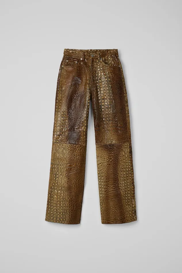 Men Leather Pants Brown Leather Trousers Camper TrousersandShorts