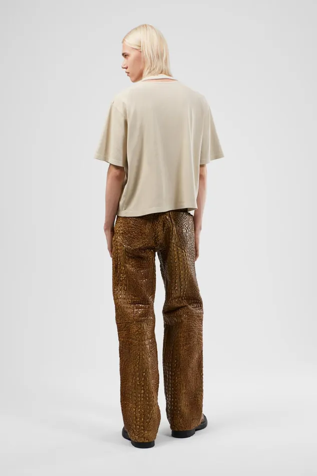 Men Leather Pants Brown Leather Trousers Camper TrousersandShorts