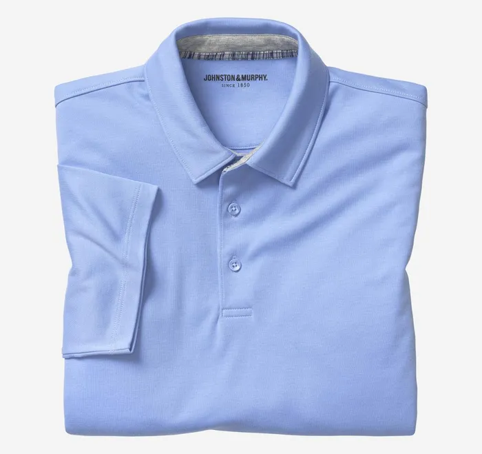 Men Liquid Cotton Polo Blue JohnstonandMurphy Polos and Tees