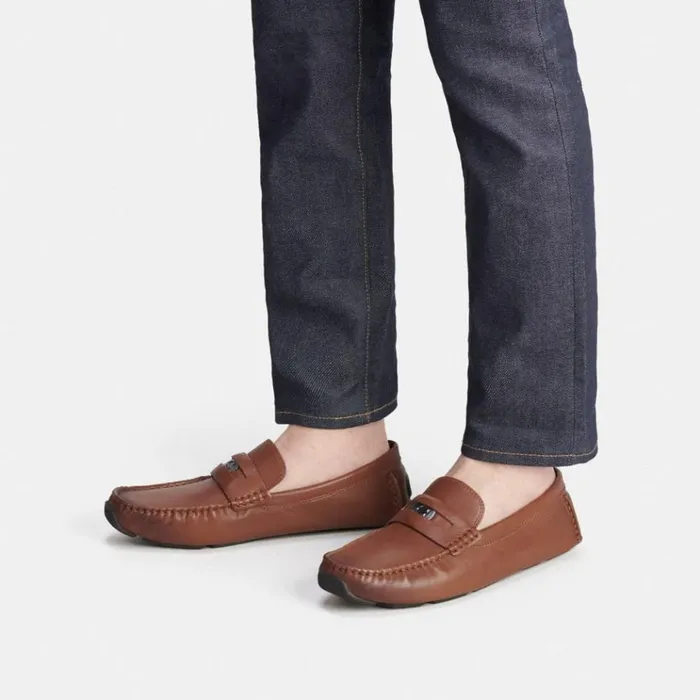 Men Loafers and Drivers Coach Signature Coin Driver Saddle