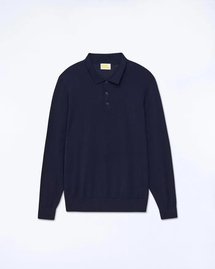 Men Merino Wool Sweaters From Future Plain Polo Neck Sweater Navy