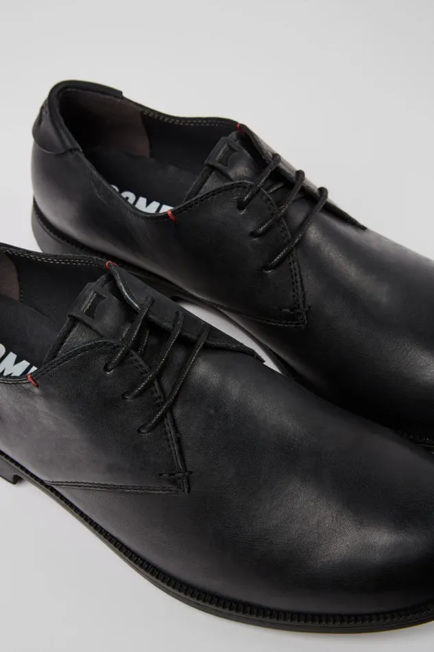 Men Mil Black Leather Laceup Shoes Camper Formal Shoes