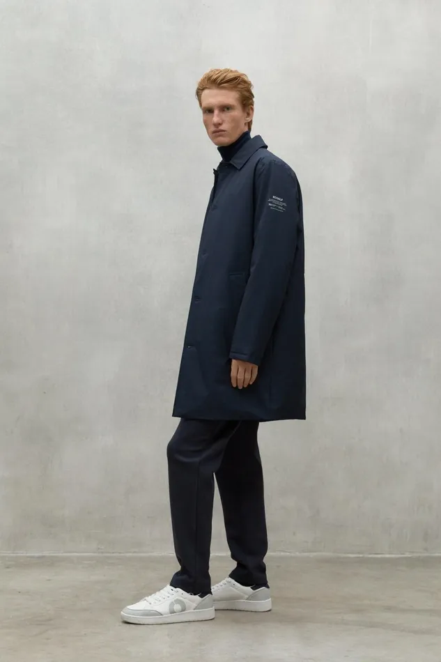 Men Navy Blue Hampshire Coat Ecoalf Coats And Jackets