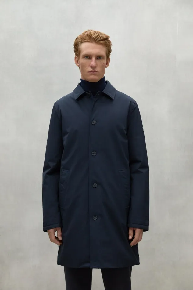 Men Navy Blue Hampshire Coat Ecoalf Coats And Jackets