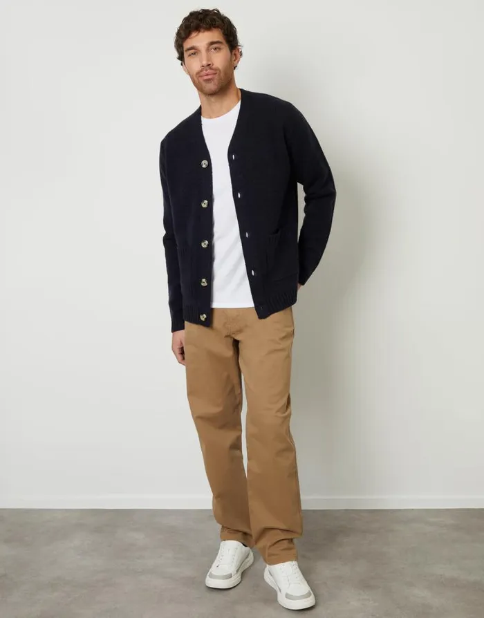 Men Navy Knitted VNeck Cardigan Threadbare Cardigans Men Navy Knitted VNeck Cardigan Threadbare Cardigans