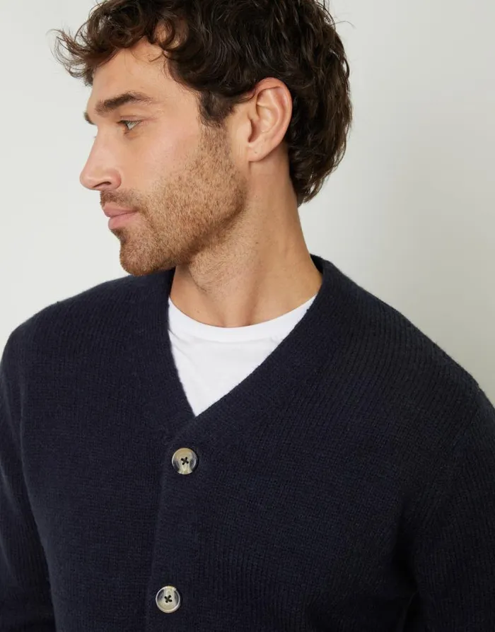 Men Navy Knitted VNeck Cardigan Threadbare Cardigans Men Navy Knitted VNeck Cardigan Threadbare Cardigans