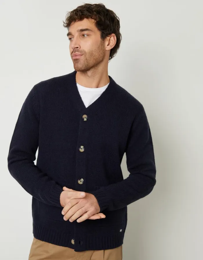 Men Navy Knitted VNeck Cardigan Threadbare Cardigans Men Navy Knitted VNeck Cardigan Threadbare Cardigans
