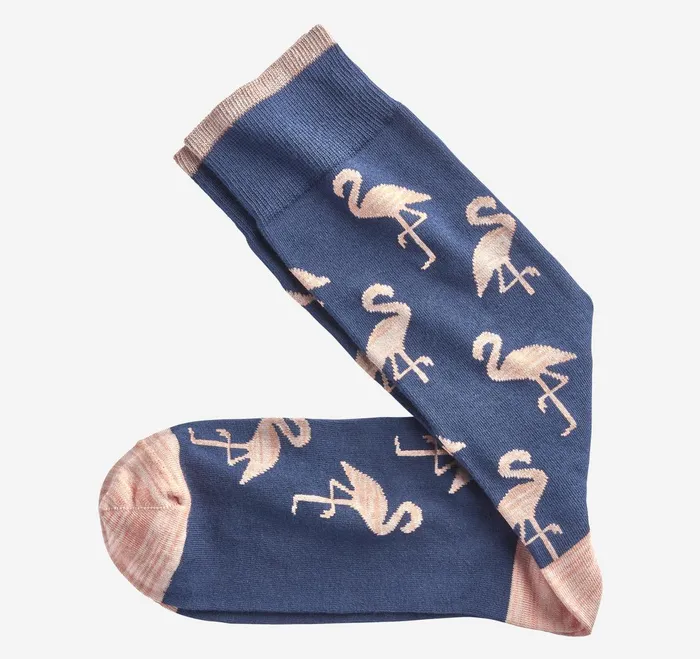 Men Novelty Socks Navy Flamingo JohnstonandMurphy Socks