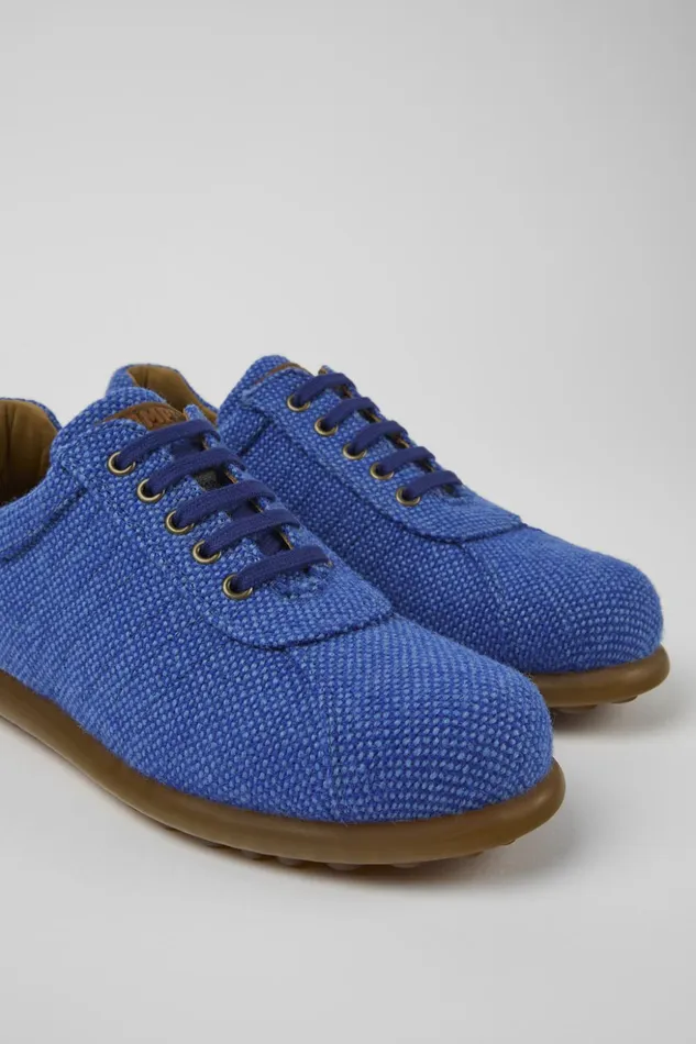 Men Pelotas Blue Wool Viscose And Leather Shoes Camper Casual Shoes