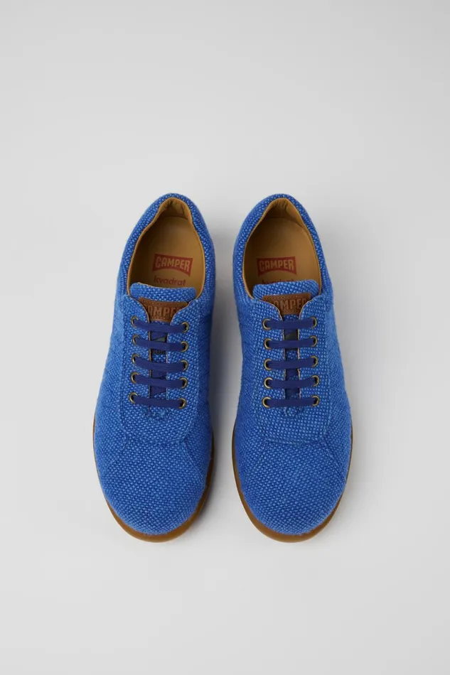 Men Pelotas Blue Wool Viscose And Leather Shoes Camper Casual Shoes Men Pelotas Blue Wool Viscose And Leather Shoes Camper Casual Shoes