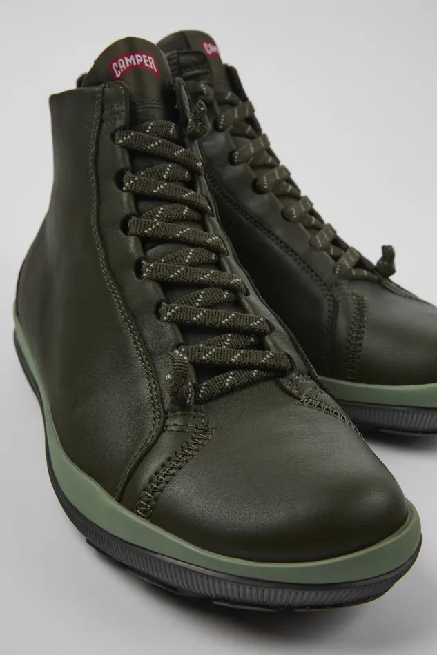 Men Peu Pista GORETEX Green Leather Ankle Boots Camper Ankle Boots