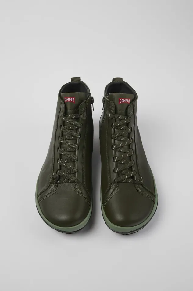 Men Peu Pista GORETEX Green Leather Ankle Boots Camper Ankle Boots