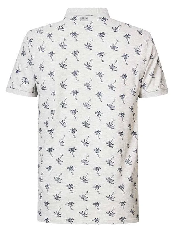 Men Polo Shirts Petrol Industries Palm Tree Polo Shirt Silver Grey Melee