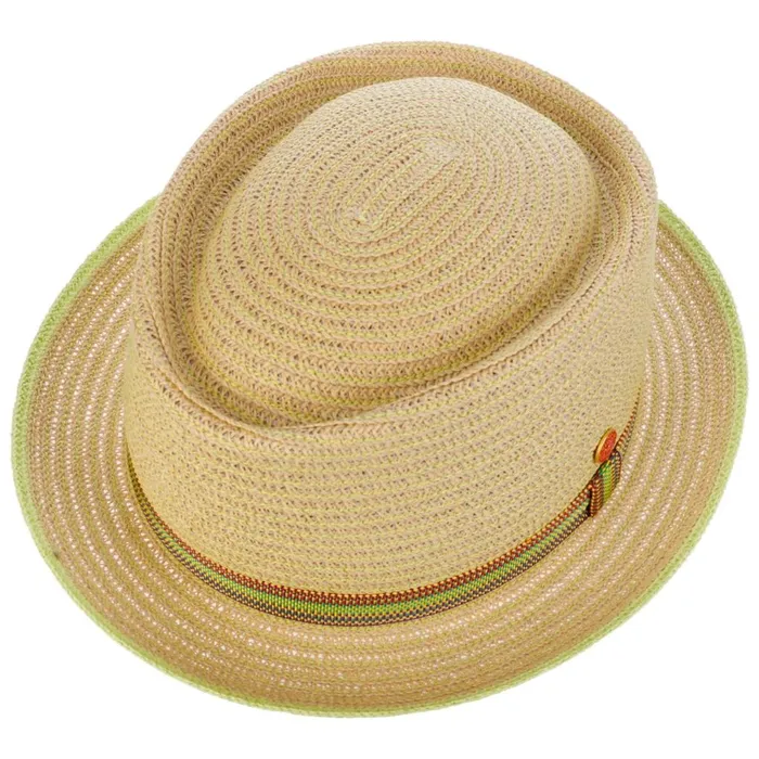 Men Pork Pie Hats Mayser Andy Green Pork Pie Straw Hat Natural Green Men Pork Pie Hats Mayser Andy Green Pork Pie Straw Hat Natural Green