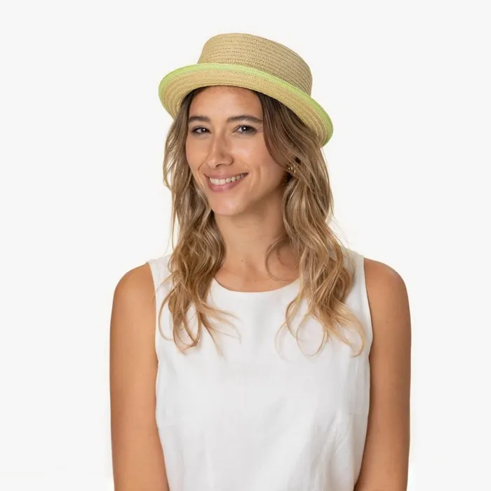 Men Pork Pie Hats Mayser Andy Green Pork Pie Straw Hat Natural Green Men Pork Pie Hats Mayser Andy Green Pork Pie Straw Hat Natural Green