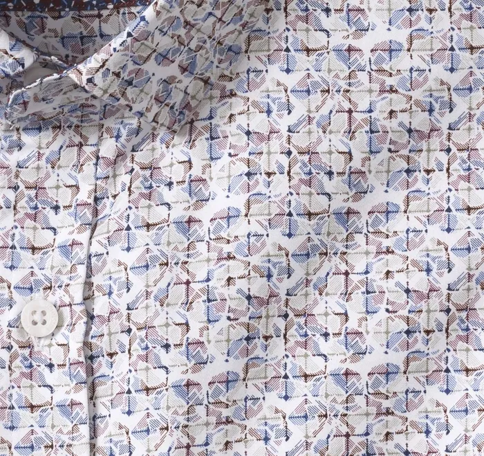 Men Printed Cotton Shirt Whitemulti Shadow Box JohnstonandMurphy Shirts