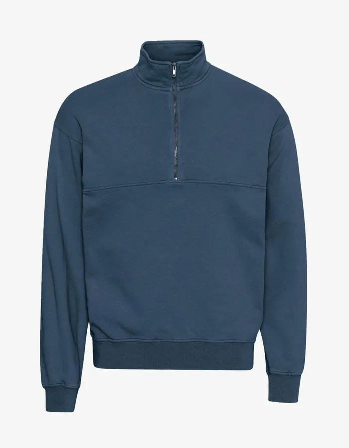 Men Quarter Zips Colorful Standard Organic Quarter Zip Petrol Blue