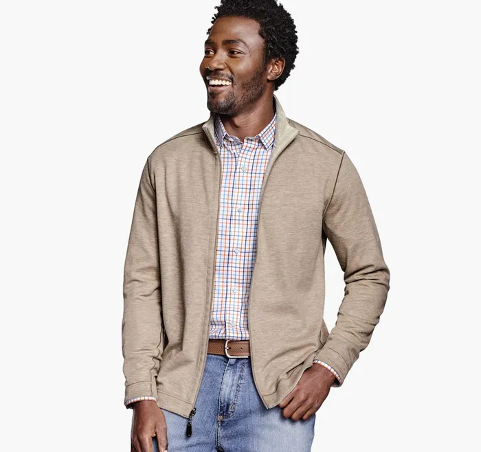 Men Reversible FullZip Oatmealgray JohnstonandMurphy Sweaters and Knits