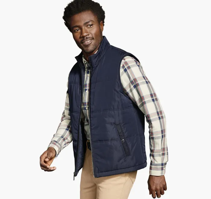 Men Reversible Quilt Vest Navy JohnstonandMurphy Coats Jackets and Vests