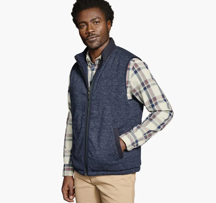 Men Reversible Quilt Vest Navy JohnstonandMurphy Coats Jackets and Vests