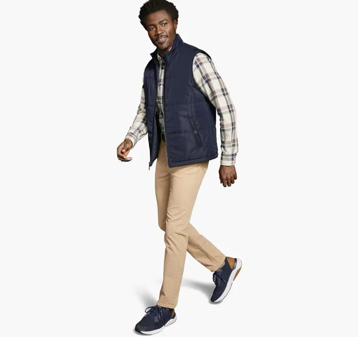 Men Reversible Quilt Vest Navy JohnstonandMurphy Coats Jackets and Vests