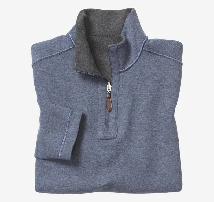 Men Reversible Solid QuarterZip Charcoalblue JohnstonandMurphy Sweaters and Knits Men Reversible Solid QuarterZip Charcoalblue JohnstonandMurphy Sweaters and Knits
