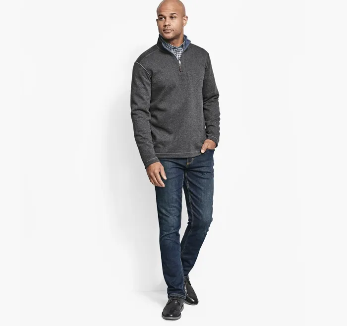 Men Reversible Solid QuarterZip Charcoalblue JohnstonandMurphy Sweaters and Knits Men Reversible Solid QuarterZip Charcoalblue JohnstonandMurphy Sweaters and Knits