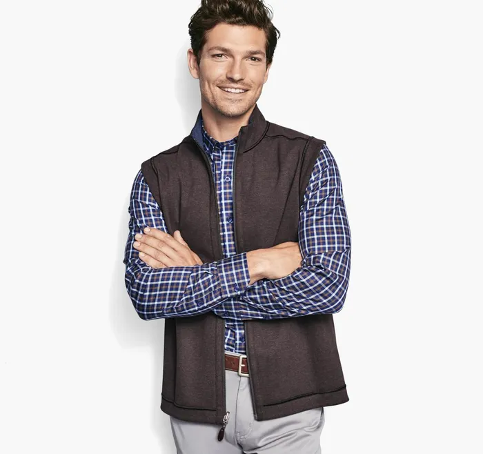 Men Reversible Solid Vest Brownnavy JohnstonandMurphy Coats Jackets and Vests Men Reversible Solid Vest Brownnavy JohnstonandMurphy Coats Jackets and Vests