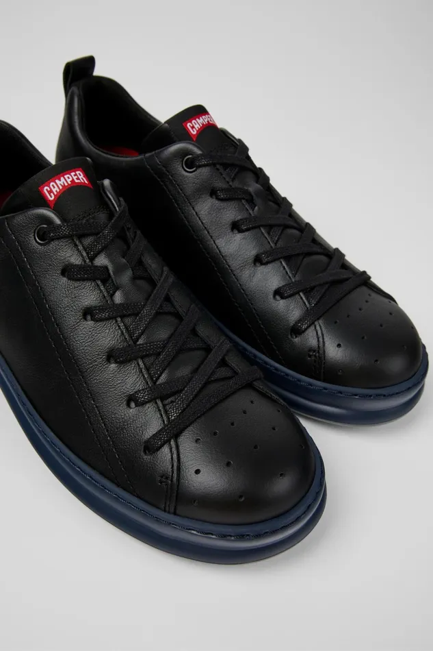 Men Runner Black Leather Sneakers Camper Sneakers