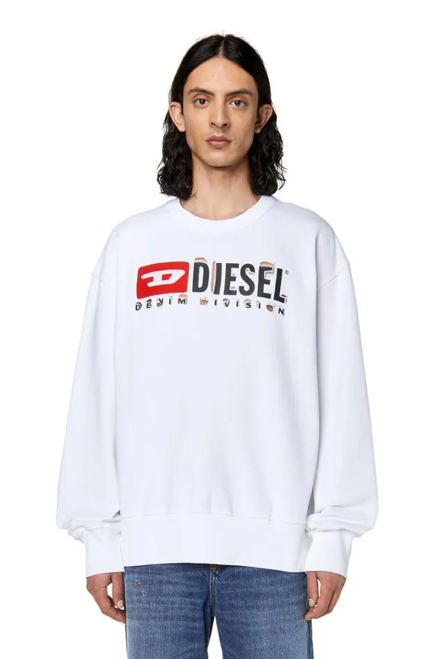 Men SMacsDivstroyed White Diesel Sweaters
