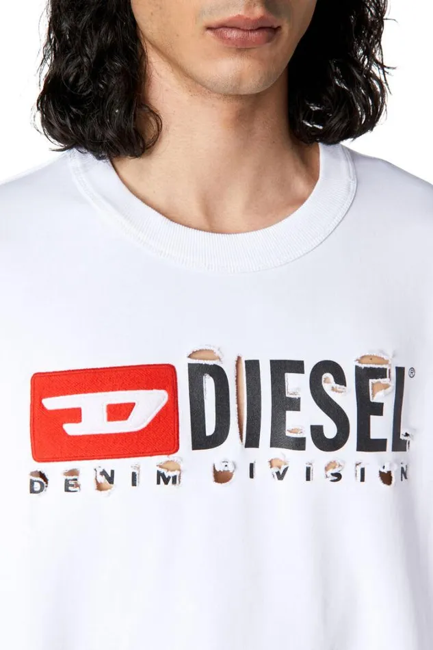 Men SMacsDivstroyed White Diesel Sweaters