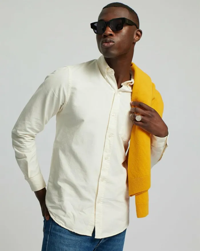Men Shirts Colorful Standard Organic Button Down Shirt Ivory White