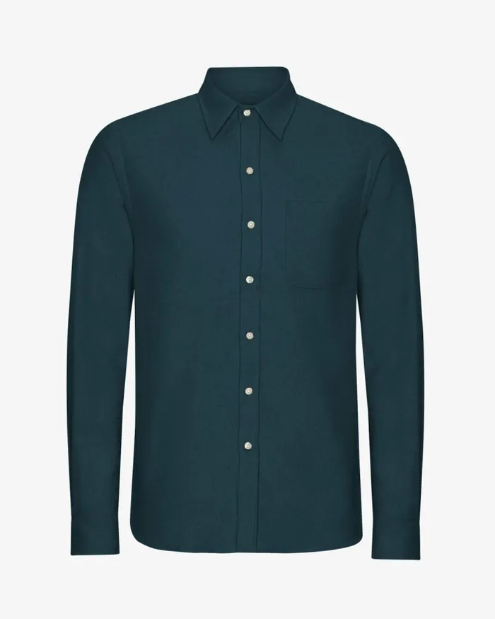 Men Shirts Colorful Standard Organic Flannel Shirt Petrol Blue
