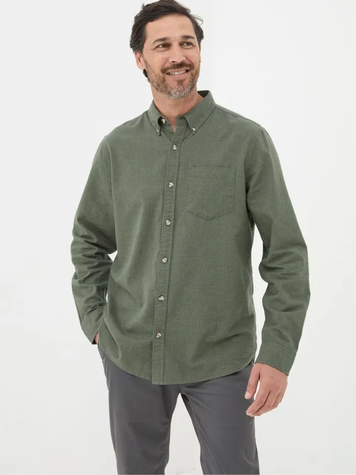 Men Shirts Fat Face Green Long Sleeve Tadlow Shirt