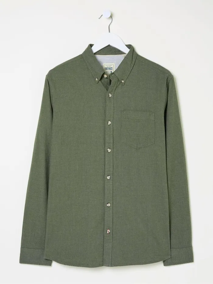 Men Shirts Fat Face Green Long Sleeve Tadlow Shirt