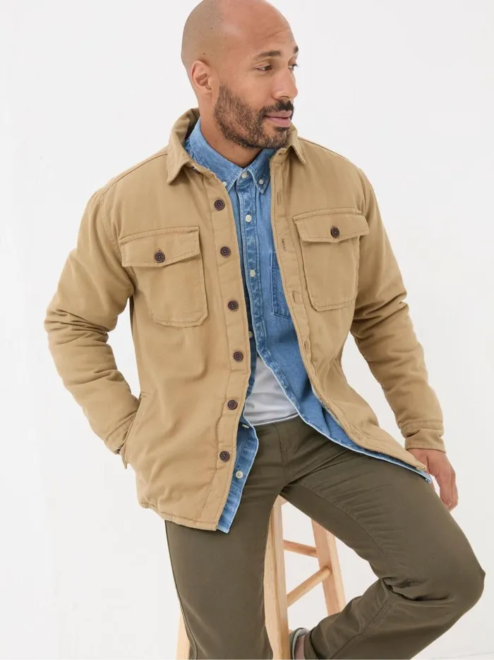 Men Shirts Fat Face Walderton Beige Overshirt