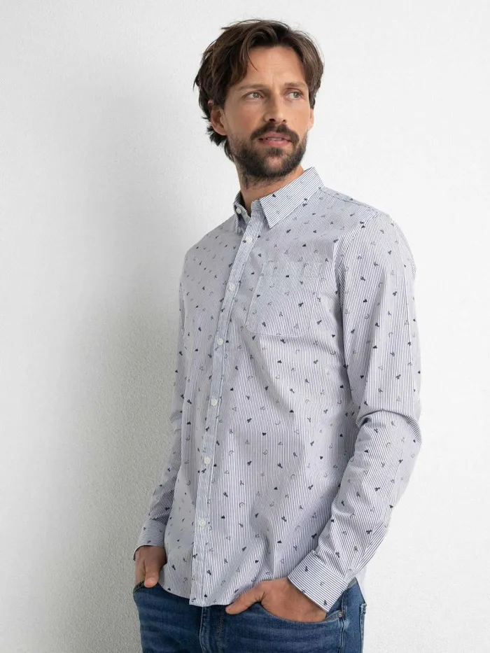 Men Shirts Petrol Industries MiniPrint Shirt Urban Red