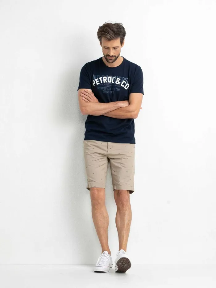 Men Shorts Petrol Industries Chino Shorts With AllOver Print Wild Dessert