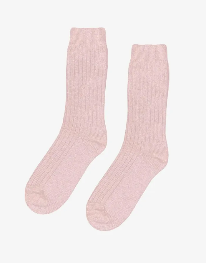 Men Socks and Colorful Standard Merino Wool Blend Sock Faded Pink