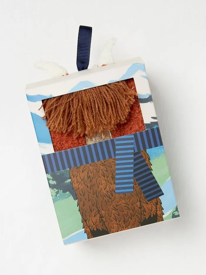 Men Socks Fat Face Brown Highland Cow Socks In Box