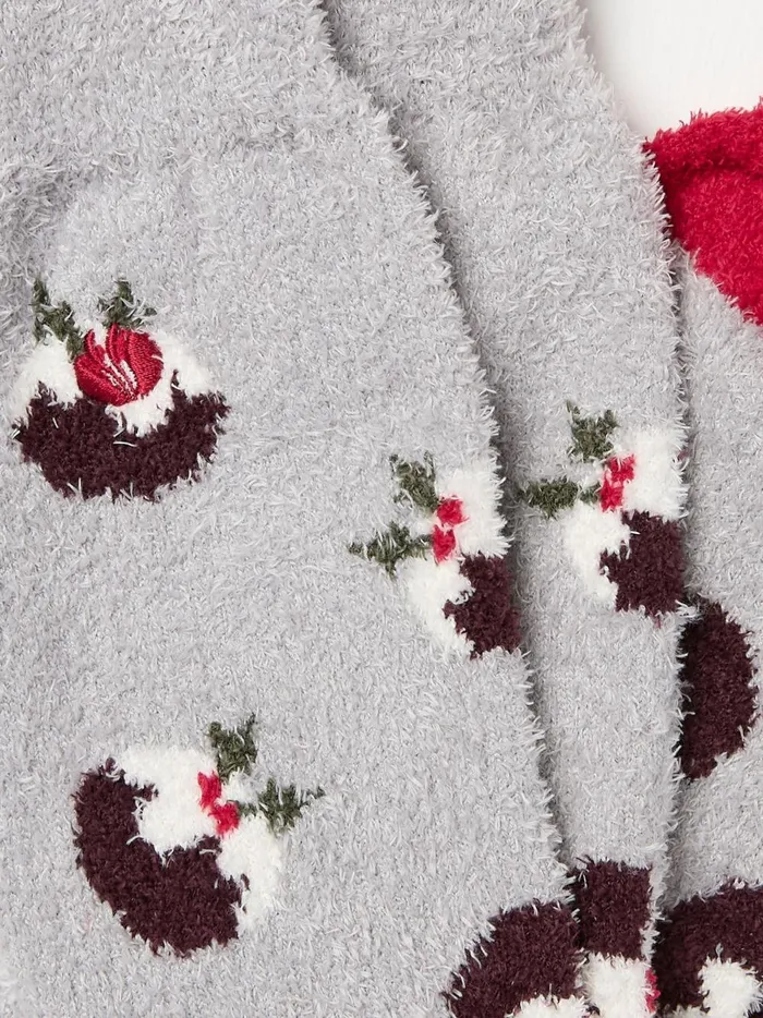 Men Socks Fat Face Grey Christmas Pudding Mallory Socks