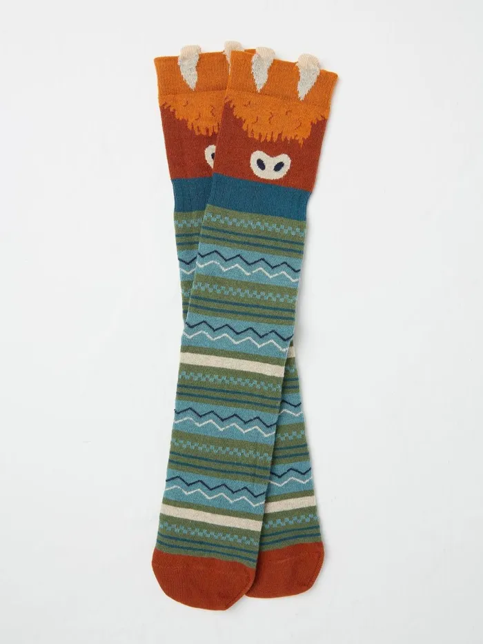 Men Socks Fat Face Navy Highland Cow Socks 1 Pack