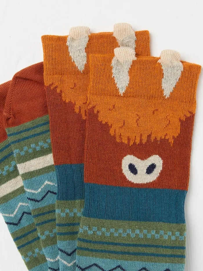 Men Socks Fat Face Navy Highland Cow Socks 1 Pack Men Socks Fat Face Navy Highland Cow Socks 1 Pack